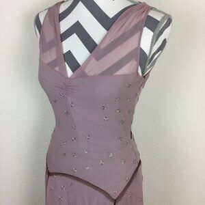 BCBGMaxAzria Lilac Asymmetrical Silk Dress Size 0